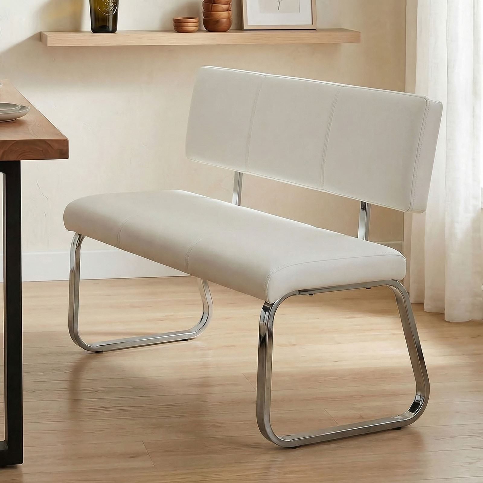 IDIMEX Essbank VILAS, Essbank mit Rückenlehne gepolstert für 3 Personen, Kunstleder hellgrau