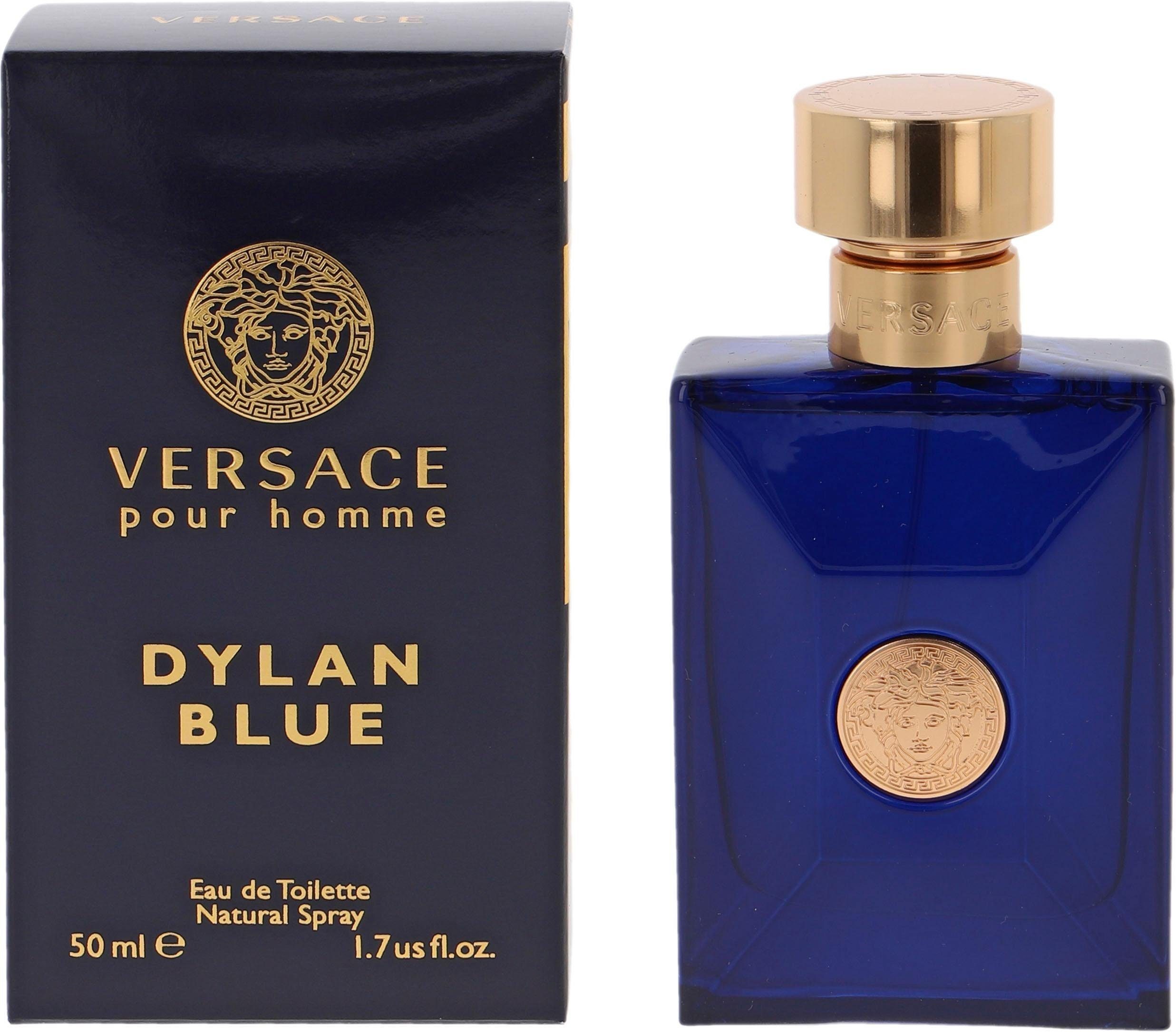 Versace Eau de Toilette Pour Homme Dylan Blue, Aquatischer Herrenduft mit Patchouli, Bergamotte und Tonkabohnen.