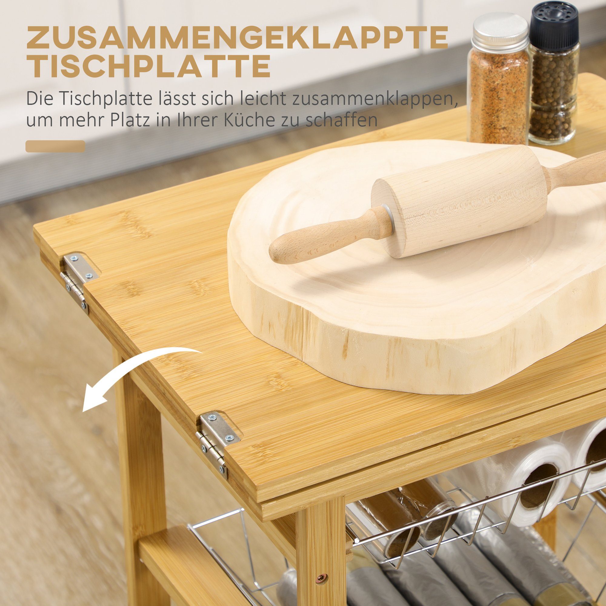 Produktbild von VEVOR Bastelwagen Servierwagen Mit Tischplatte, Kompatibel Mit