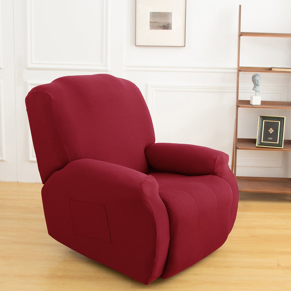 Rot Stuhlbezug Schutz, Bezug für Sesselhusse Qelus, Möbelschutz Sesselschoner Liegesessel