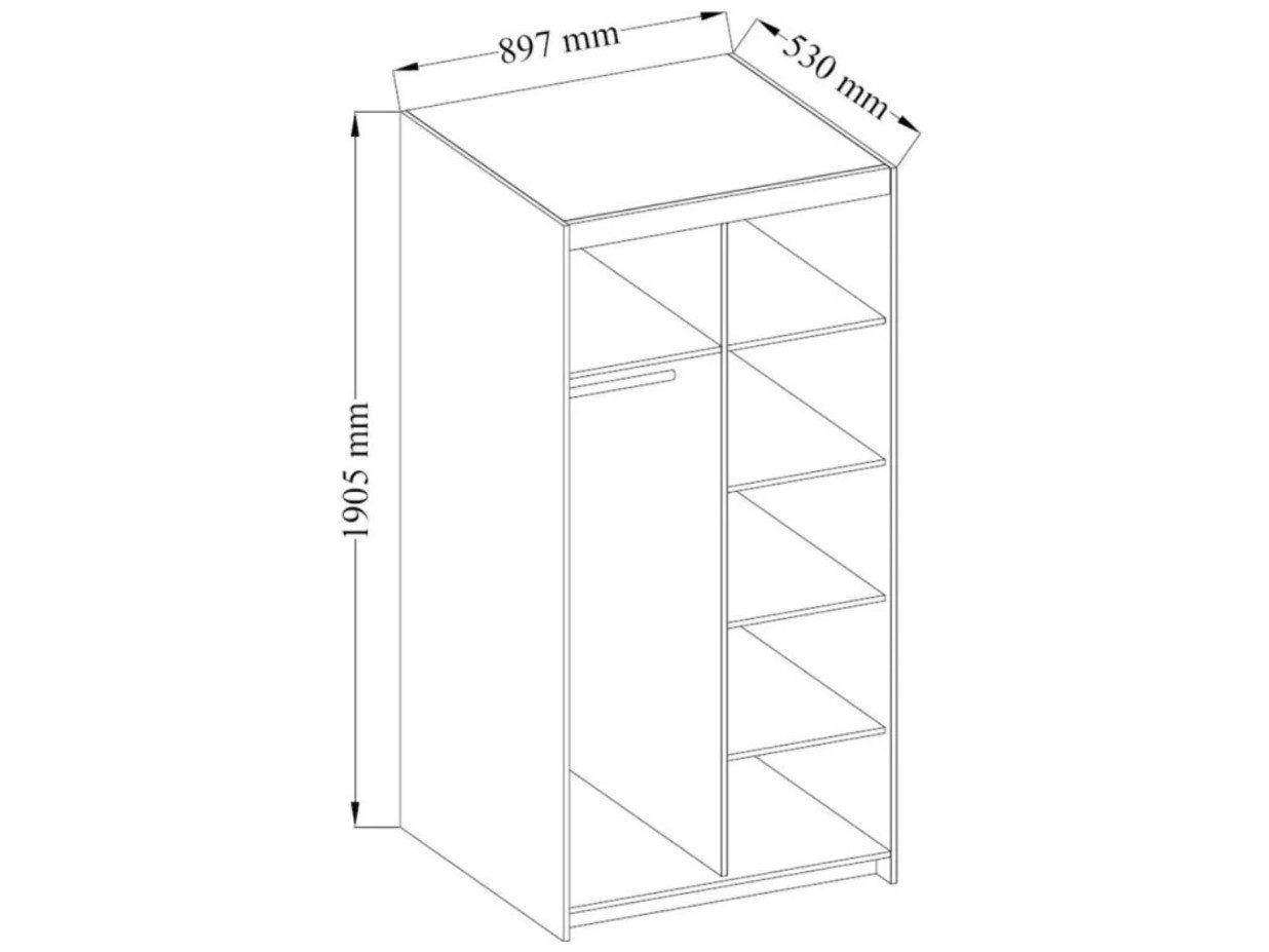 Beautysofa Kleiderschrank ELENA 2D mit Schubladen und Kleiderstange