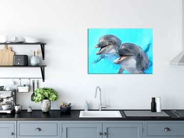 Pixxprint Glasbild Delfinpaar, Delfinpaar (1 St), Glasbild aus Echtglas, inkl. Aufhängungen und Abstandshalter