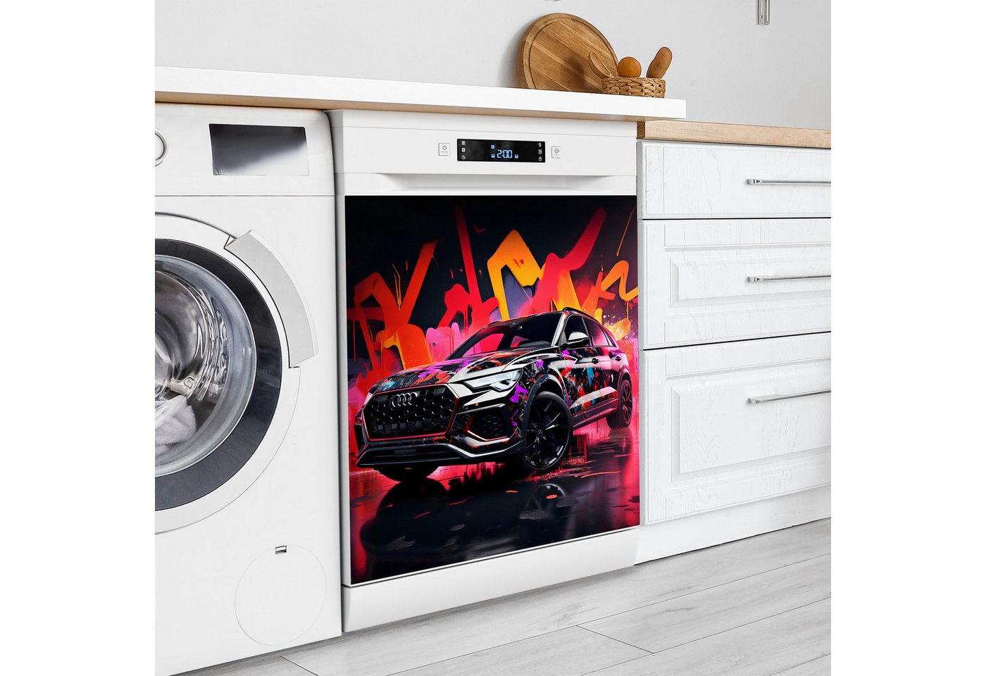 Thumbnail - DEQORI Magnetfolie 'Urbane Geschwindigkeit', Spülmaschine Magnetmatte magnetisch Magnetfolie Folie Schutz