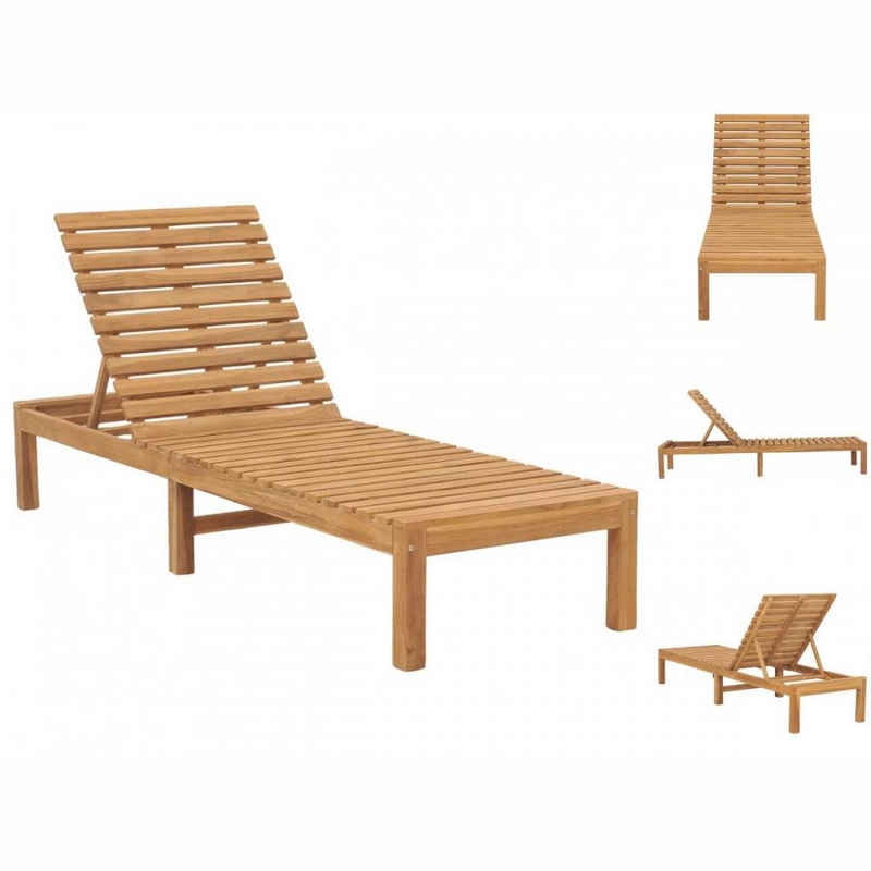 vidaXL Wellnessliege Sonnenliege Massivholz Teak Gartenliege Holz