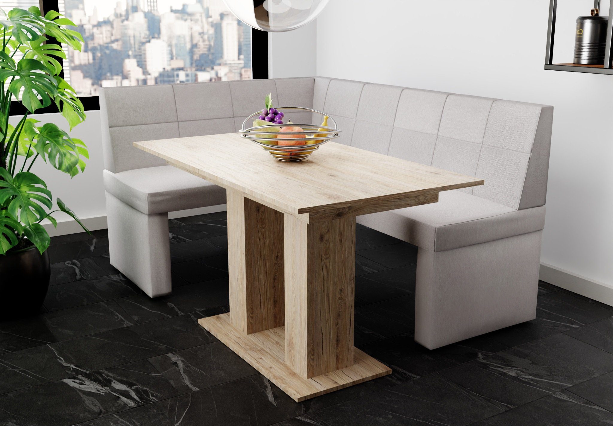 Fun Möbel Eckbankgruppe Eckbankgruppe „BLAKE 196x142cm Größe Tisch Sonoma, ausziehbarer mit Tisch XL“