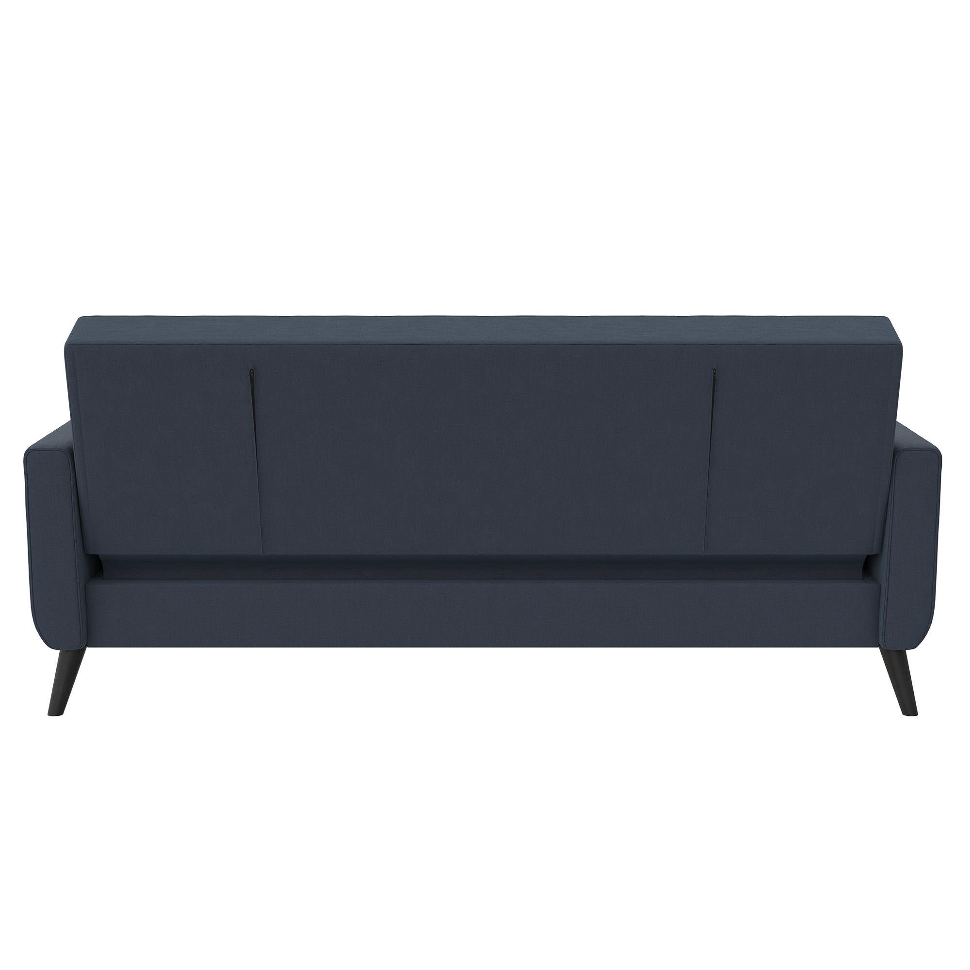 loft24 Breite Bezug 206 Kerswell, blau Leinen, Schlafsofa aus cm mit Stauraum,