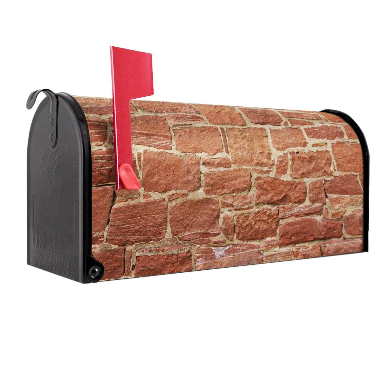 banjado Amerikanischer Briefkasten Mailbox Mauerwerk (Amerikanischer Briefkasten, original aus Mississippi USA), 22 x 17 x 51 cm schwarz