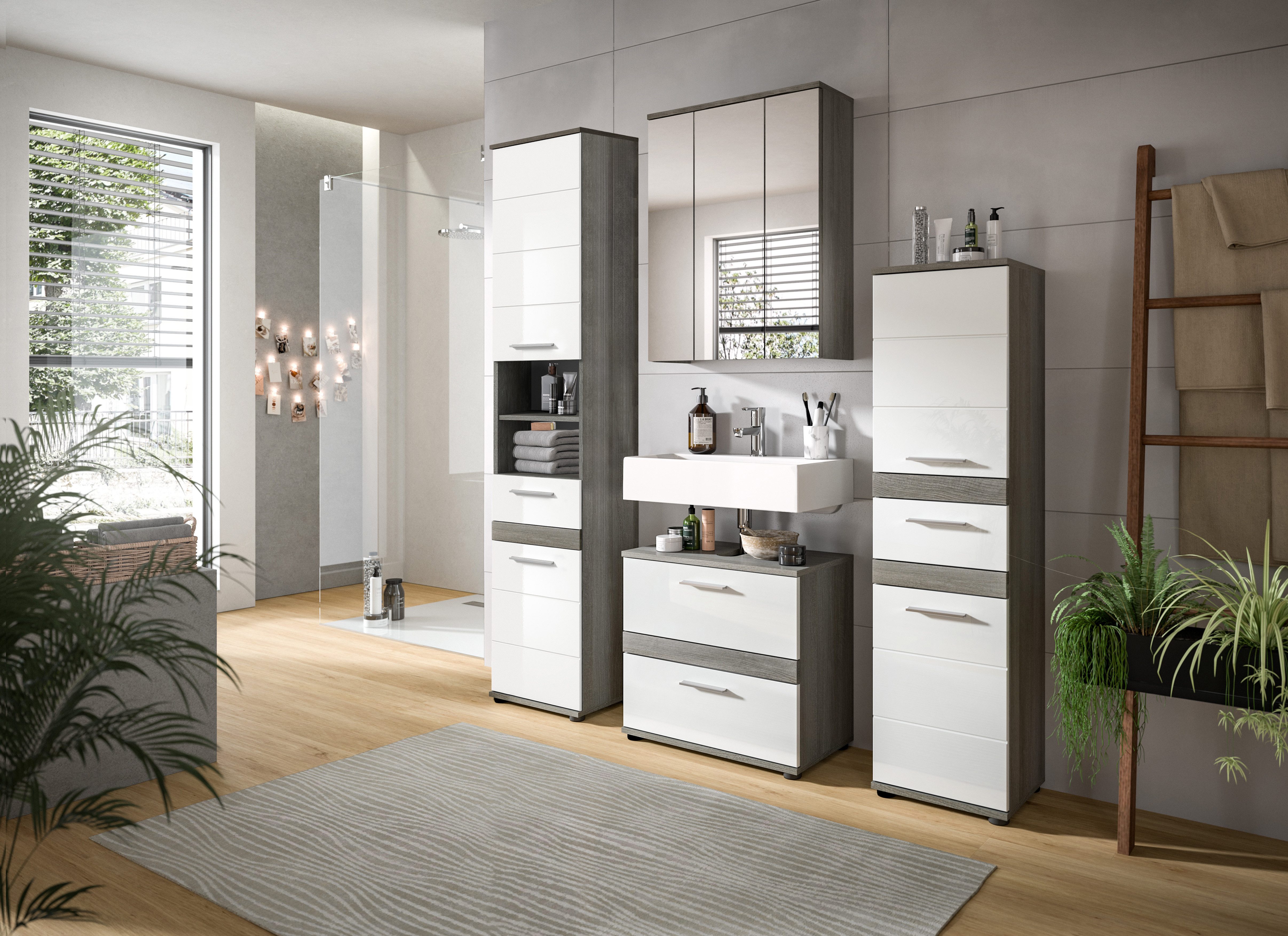 welltime Badmöbel-Set LUCCA, 4-teilig, TOPSELLER!, MDF Hochglanzfront, best günstig online kaufen