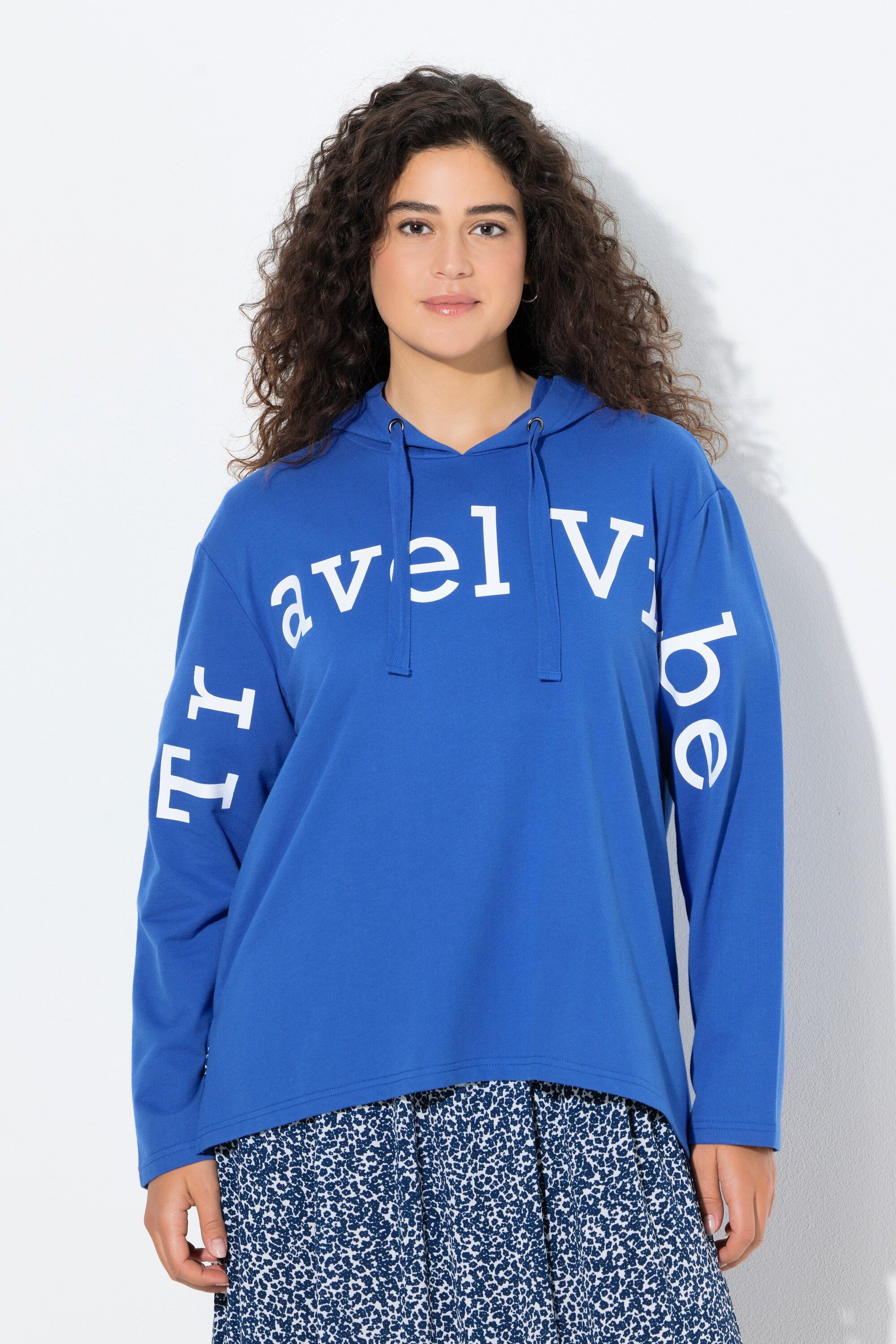 Ulla Popken Sweatshirt Hoodie Schriftdruck A-Linie Kapuze Langarm