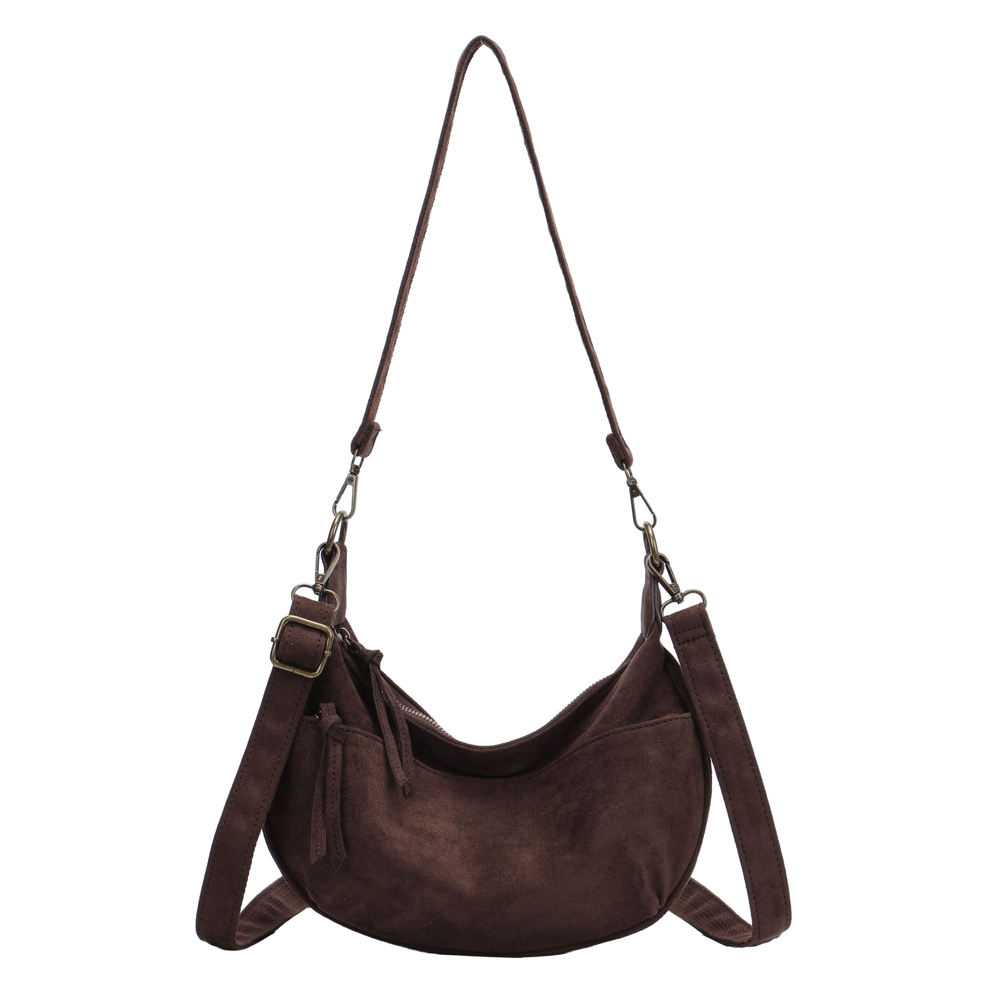 MIRROSI Umhängetasche Damen Hobo Bag Wildleder-Optik Schultertasche (mit Reißverschluss, verstellbarem Riemen, ca. 31 x 10 x 18 cm), Neue Kollektion Herbst/Winter 2026