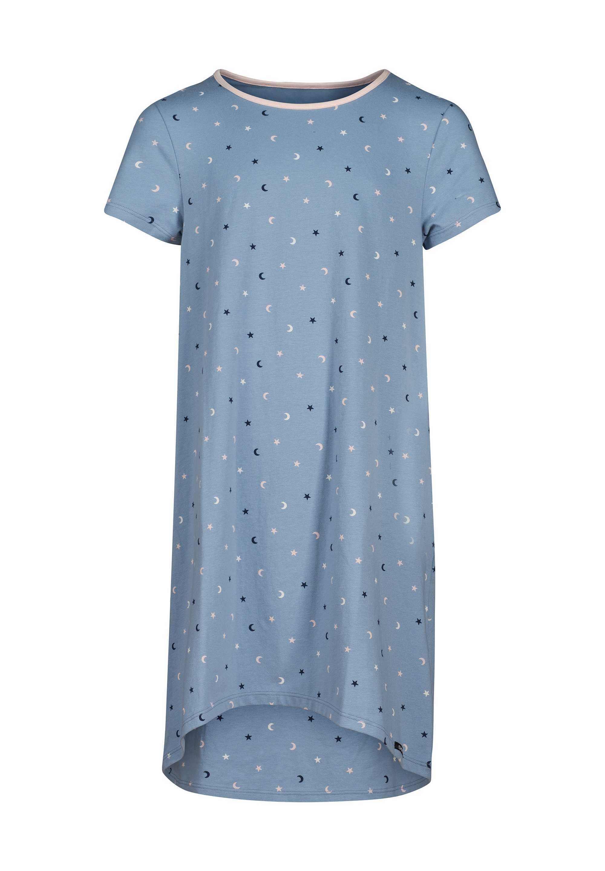 Skiny Pyjama Mädchen Nachthemd - Sleepshirt, Kurzarm, Kinder Blau/Sterne