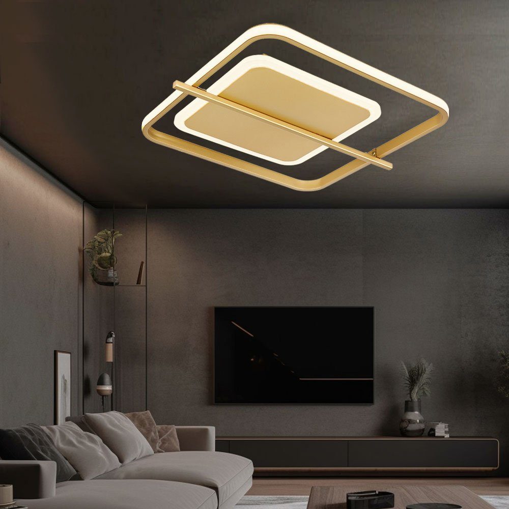 Globo LED Deckenleuchte, Leuchtmittel inklusive, Warmweiß, Wohnzimmerlampe Deckenleuchte LED goldfarben L 40 cm