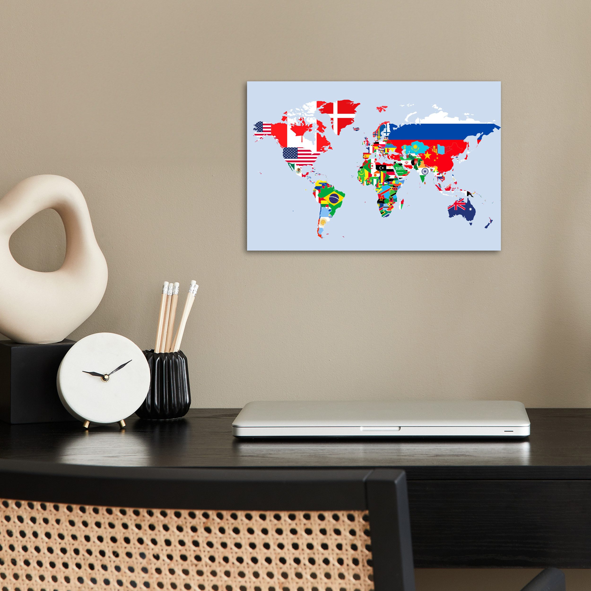 MuchoWow Poster Welt - Karte - Flagge - Länder, (1 St), Poster ohne Rahmen, günstig online kaufen