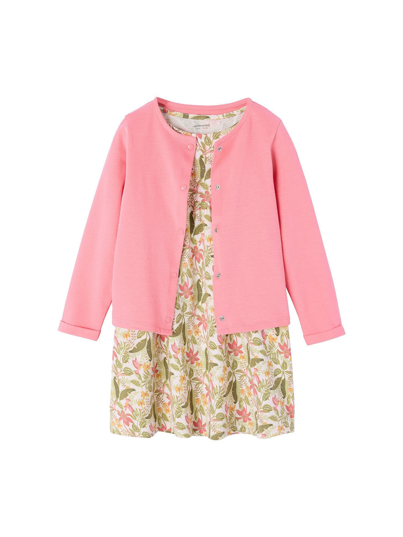 vertbaudet Kleid & Hose Mädchen-Set: Kleid + Cardigan