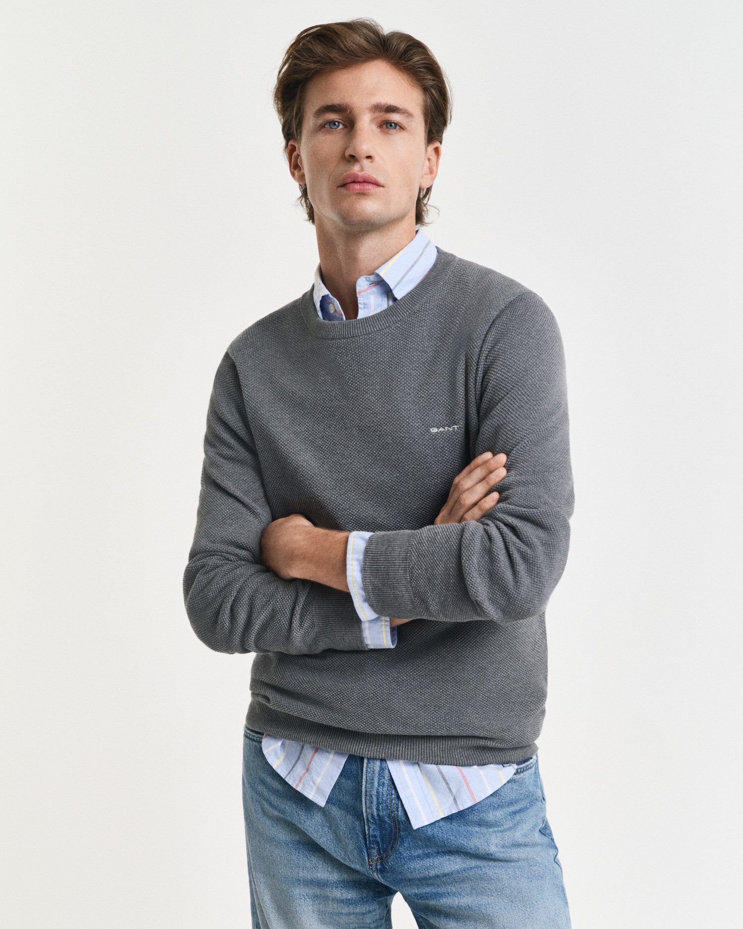Gant Rundhalspullover COTTON PIQUE C-NECK mit günstig online kaufen