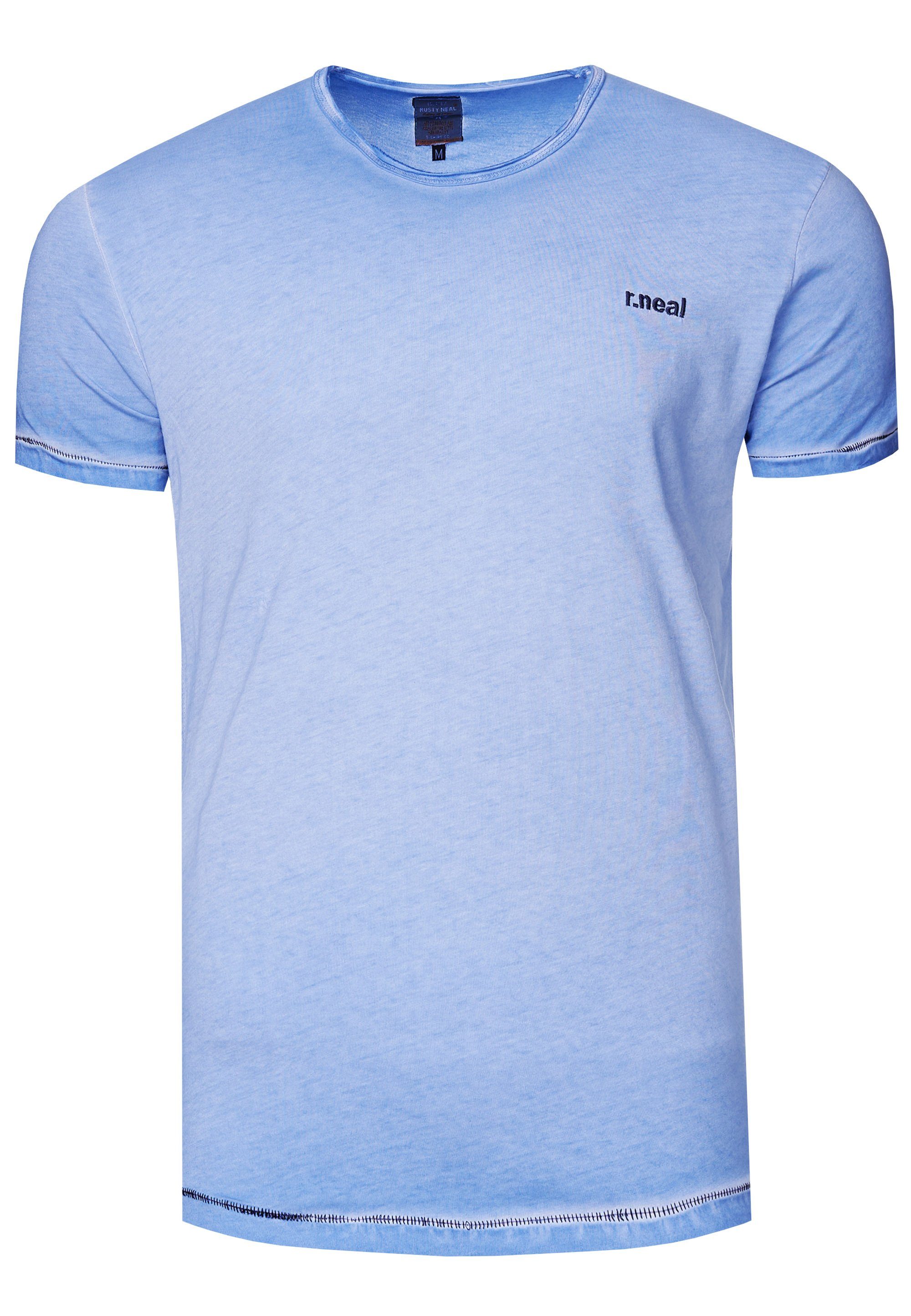 im Rusty Neal T-Shirt blau trendigen Vintage-Look