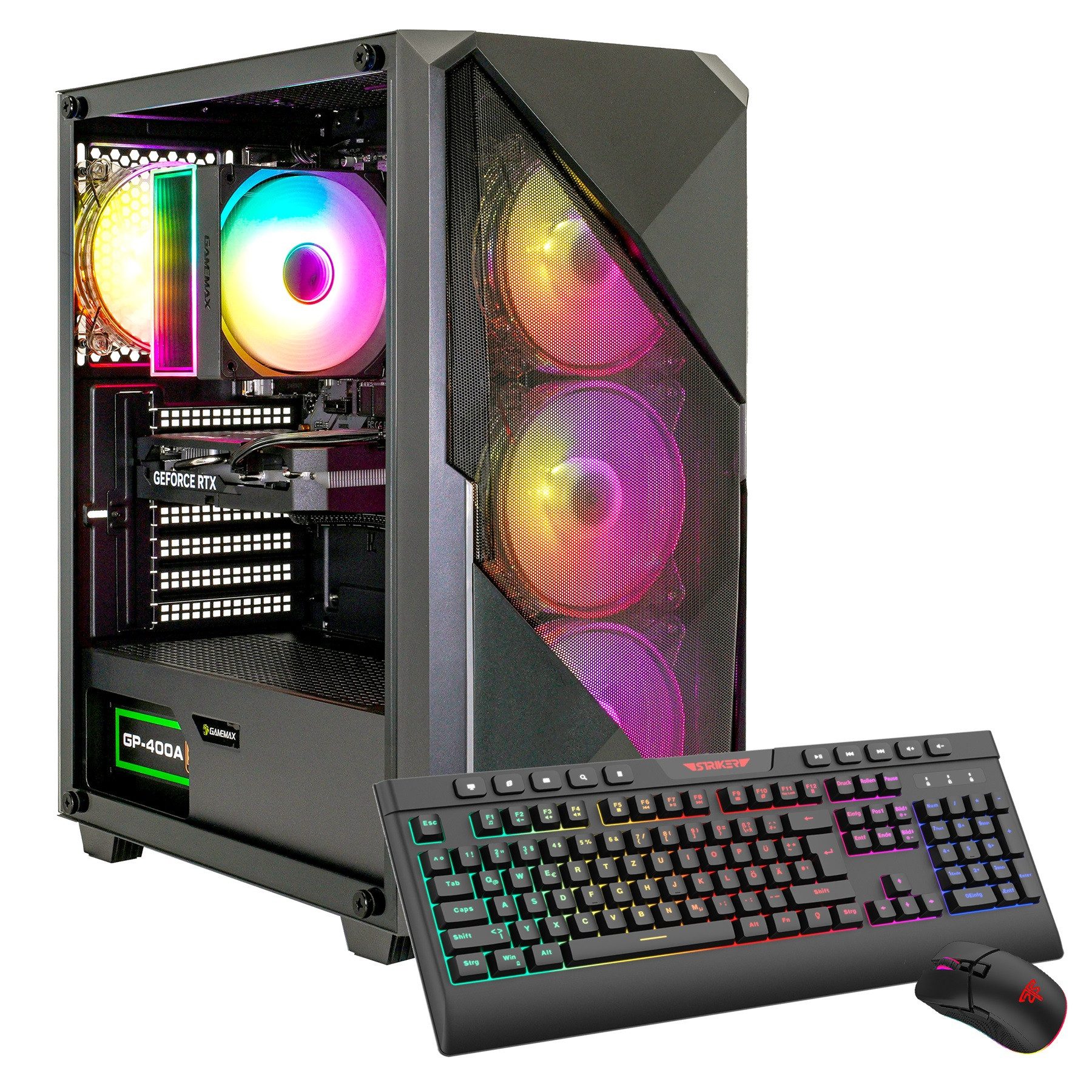 GAMEMAX Striker 7633 AMD Ryzen 5 7500F RTX 5070 32GB DDR5 1TB SSD Gaming-PC (AMD Ryzen 5 7500F, RTX 5070, 32 GB RAM, 1000 GB SSD, Luftkühlung aktiv, Windows 11, DDR5 RAM)
