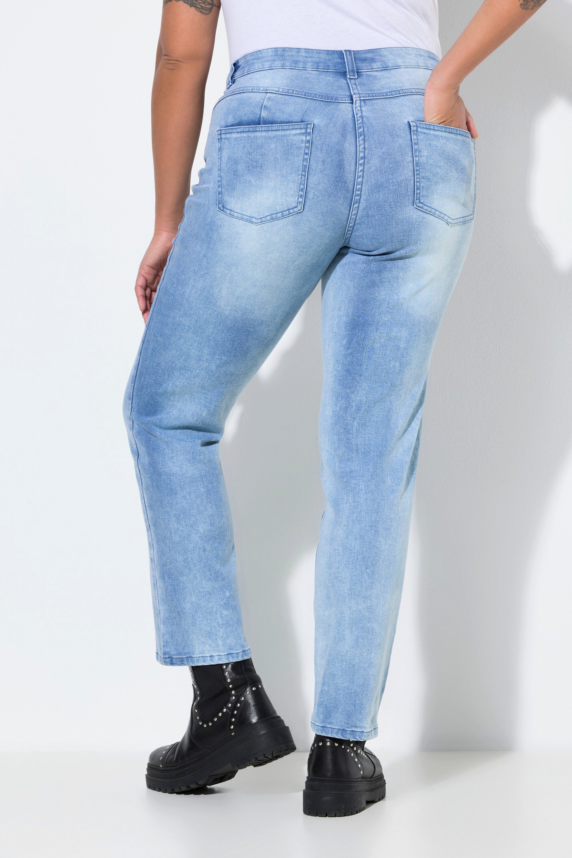 Angel of Style Regular-fit-Jeans Jeans Paula Straight Fit Badge und Druck 5-Pocket