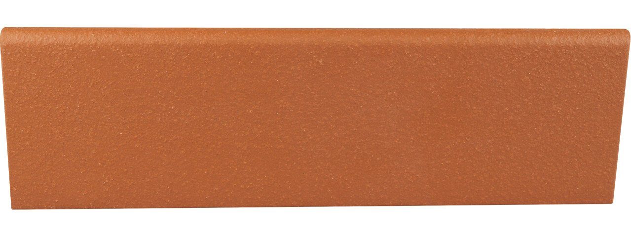 Ammonit Keramik Sockelfliese Sockel Spaltplatte 7,2 x 24 cm rot-natur, Steinzeug, Rot