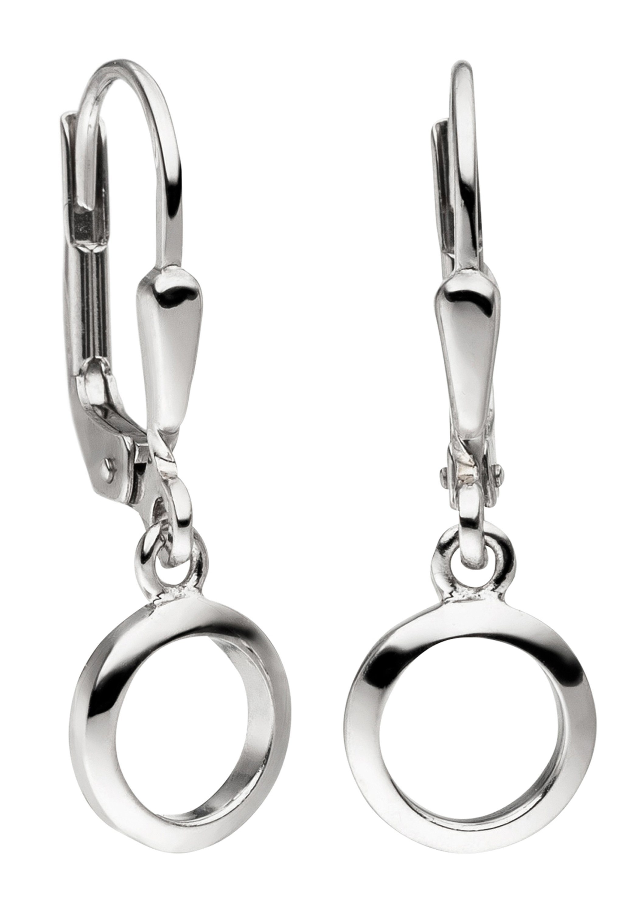 JOBO Paar Ohrhänger Kreis-Ohrringe, 925 Silber rhodiniert