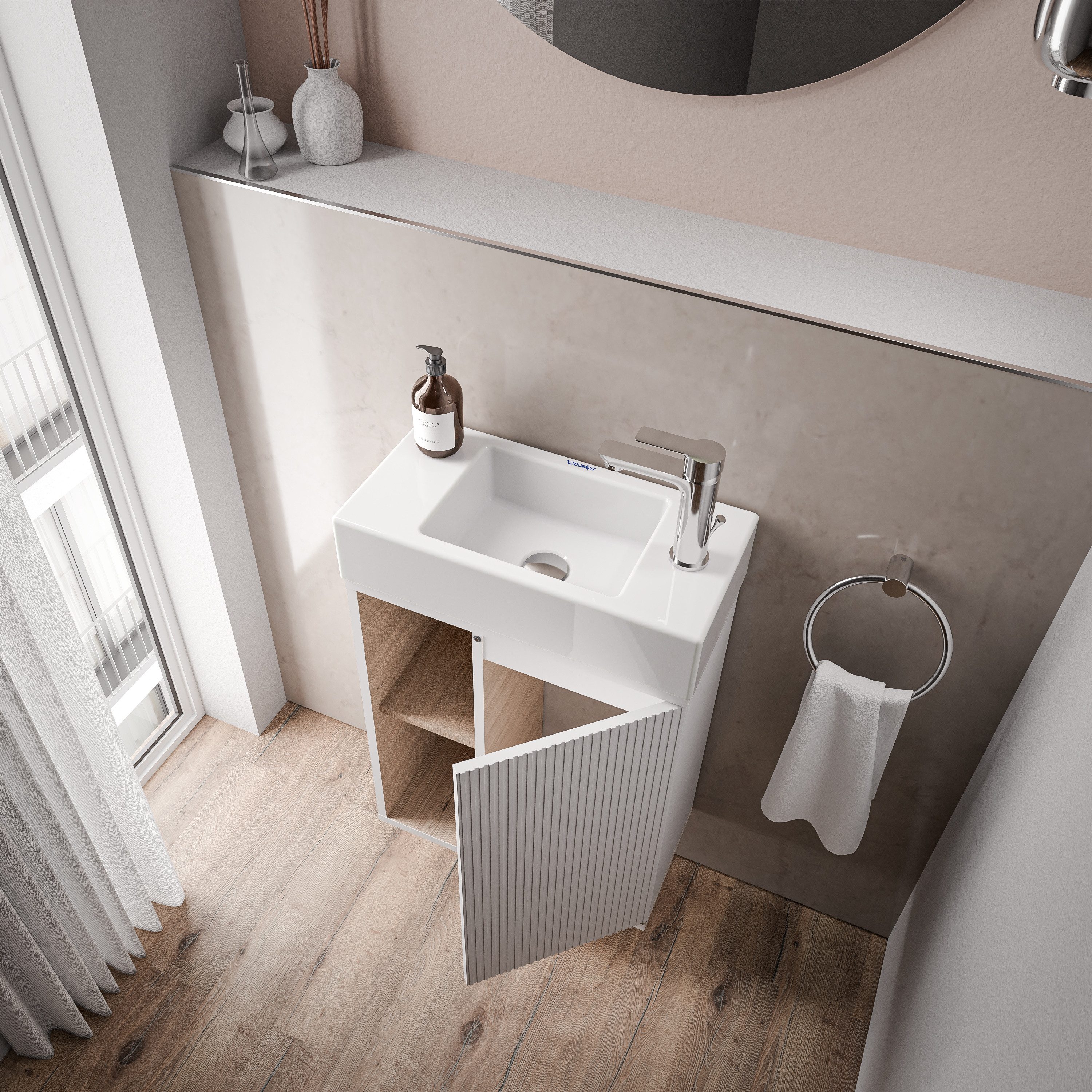 Bernstein Badmöbel-Set BELDIVO, (mit Waschbecken DURAVIT, günstig online kaufen