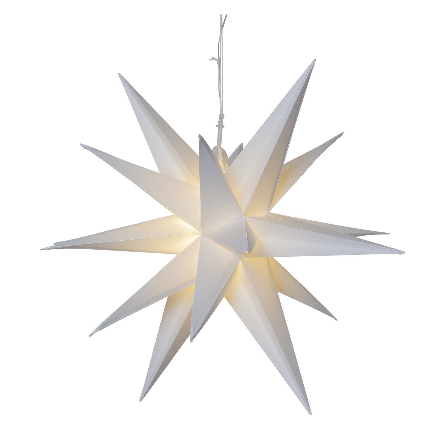 STAR TRADING LED-Stern (2100K Timer 3D hängend weiß, für Leuchtstern Classic, außen 3000K) LED 60cm Batterie Outdoor Stern bis warmweiß LED