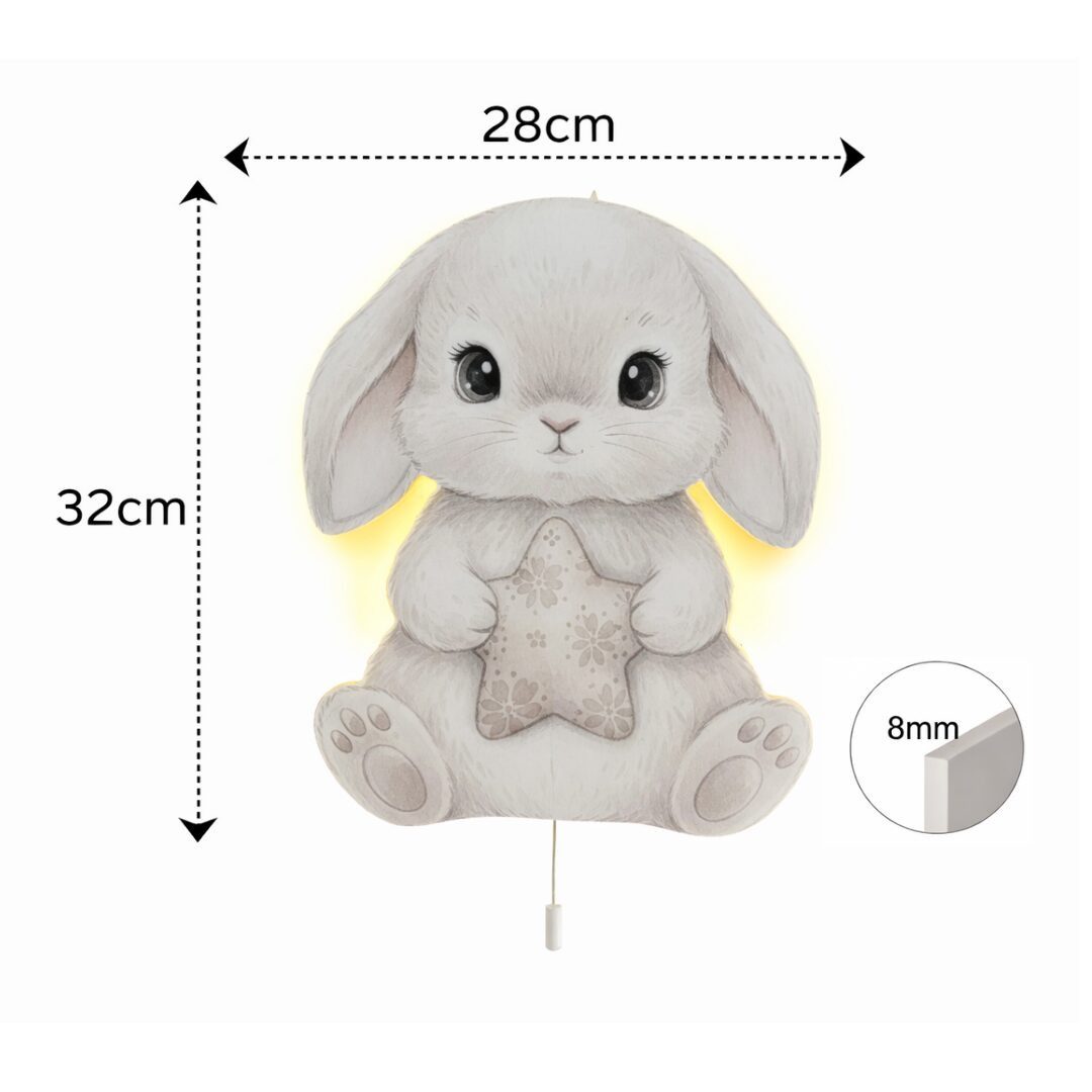 COZYCOLLECTIONS LED Wandleuchte Hase mit Stern LED-Nachtlicht Kinderzimmer, LED, Warmweiß, Montessori-inspiriertes Nachtlicht in sanften Naturtönen