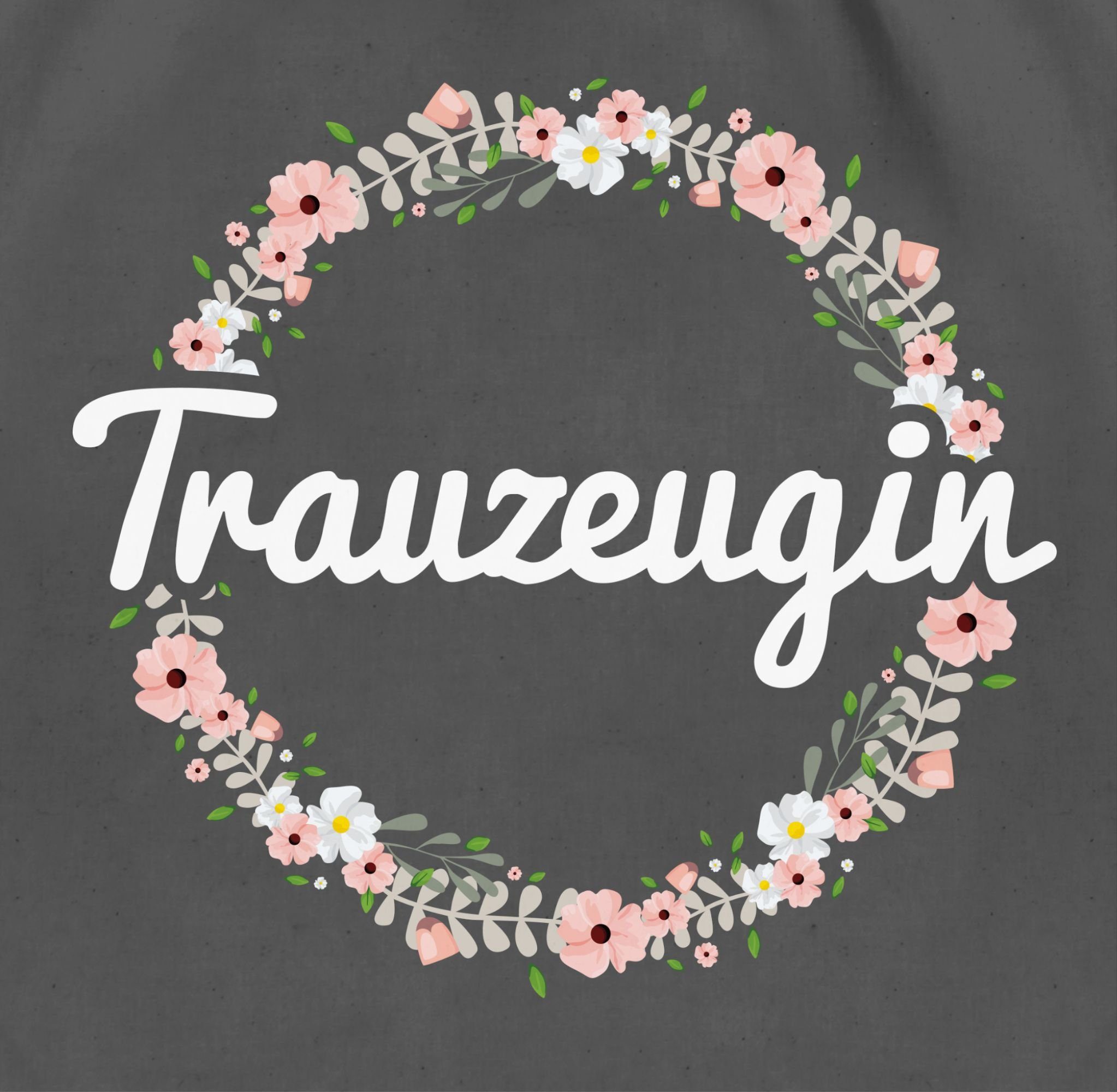 Frauen - Turnbeutel Junggesellenabschied 03 JGA Blumenkranz, Trauzeugin Dunkelgrau Shirtracer