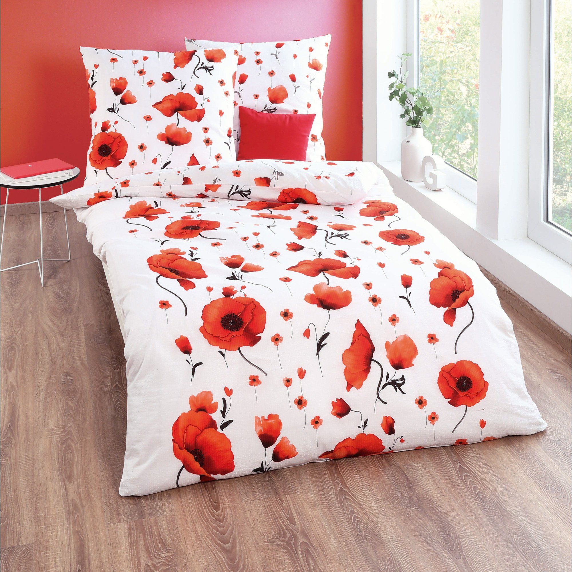 Kaeppel Bettwäsche Bettwäsche "Scarlett Poppies", Seersucker, günstig online kaufen
