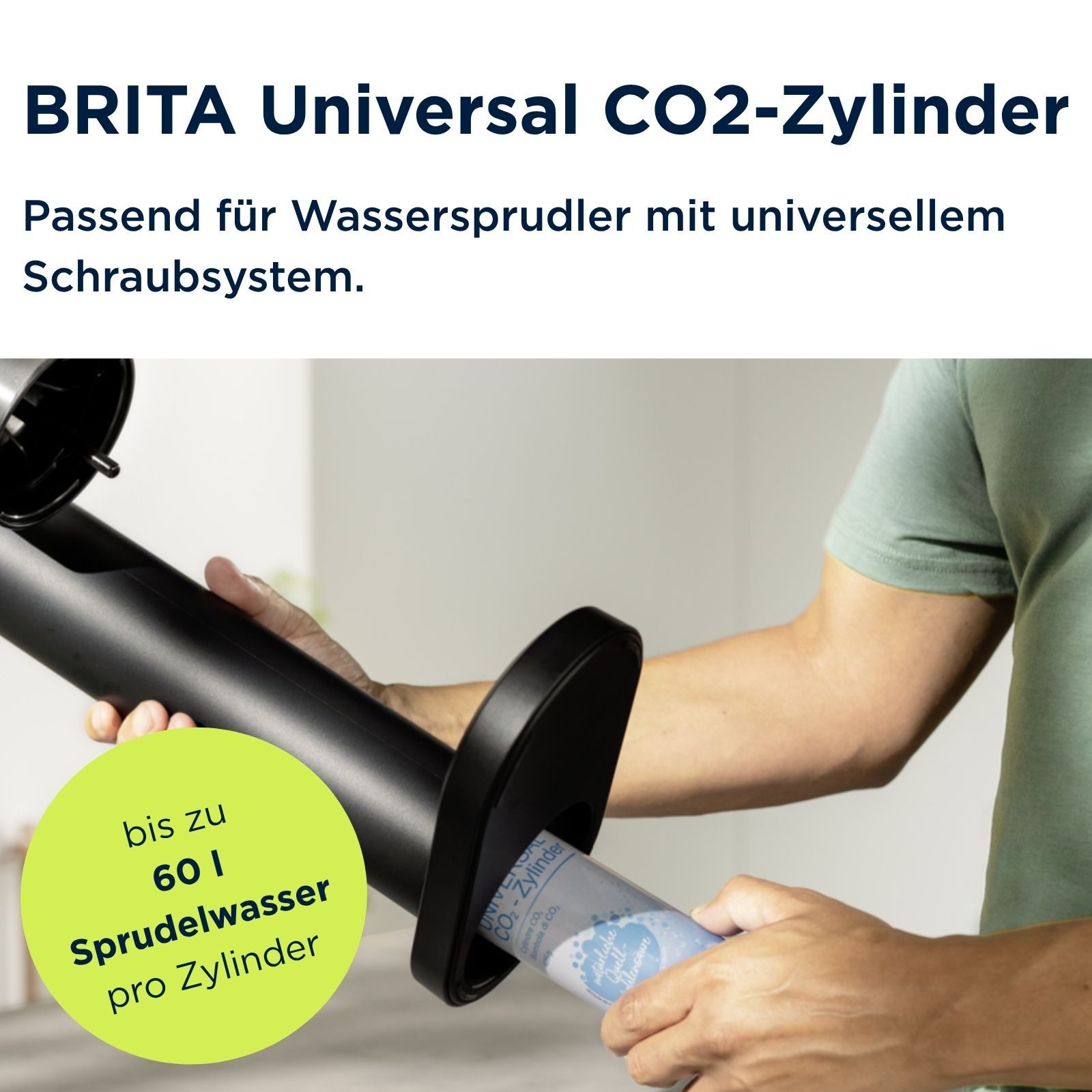 BRITA CO₂-Zylinder Universal CO₂-Zylinder für Wassersprudler mit Schraubsystem - 4er Pack, 4 St., Reservezylinder, bis zu 60 l gesprudeltes frisches Wasser pro  – Bild 2 von 5