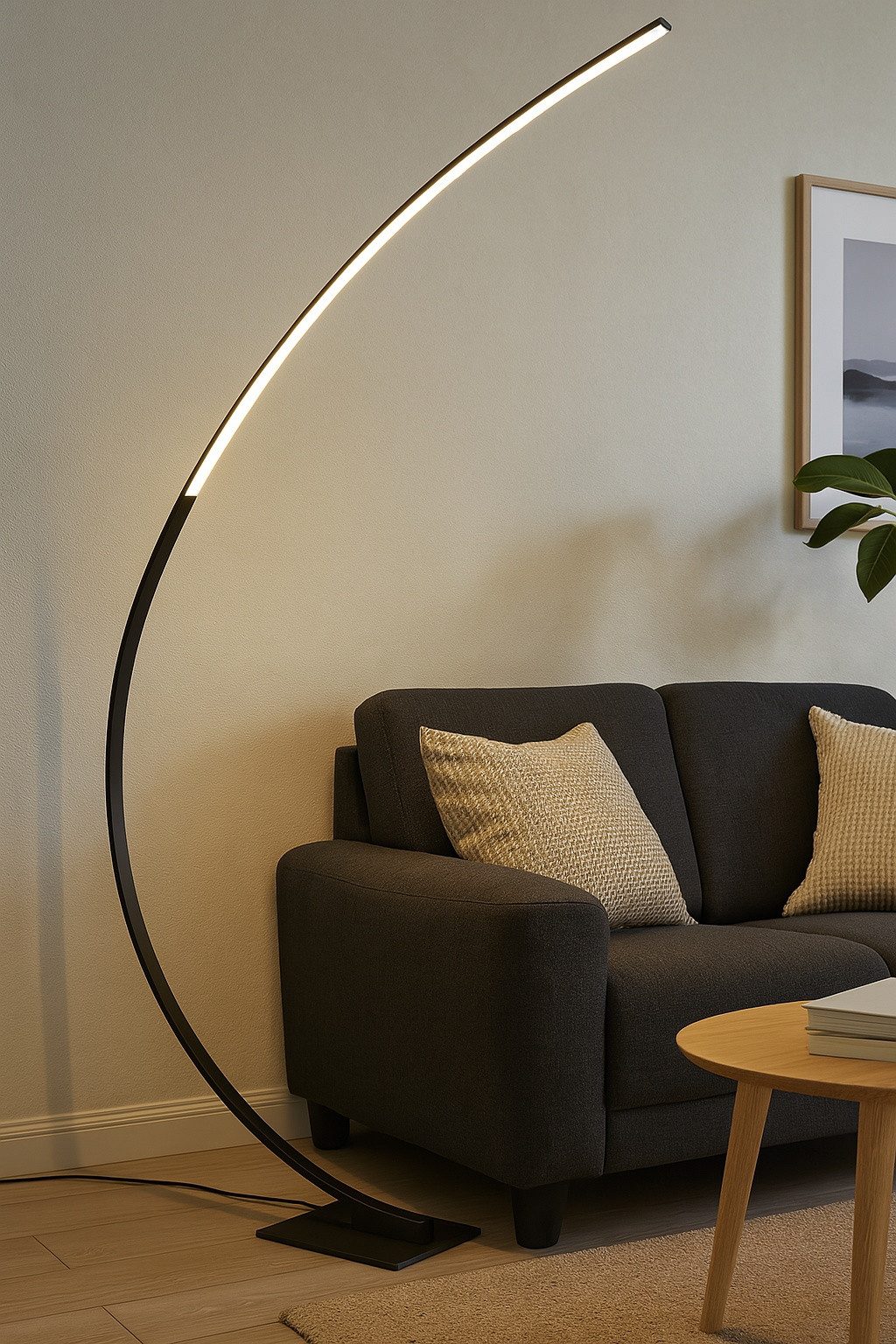 MeLiTec LED Stehlampe ST26-2 Bogenleuchte matt-schwarz dimmbar, LED fest integriert, warmweiß, Dimmbar
