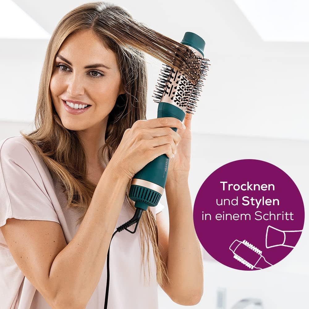BEURER Warmluftbürste HC 45 Ocean, 2-in-1 Volumen-& Haartrocknungsbürste, Keramik-Keratin Beschichtung blau