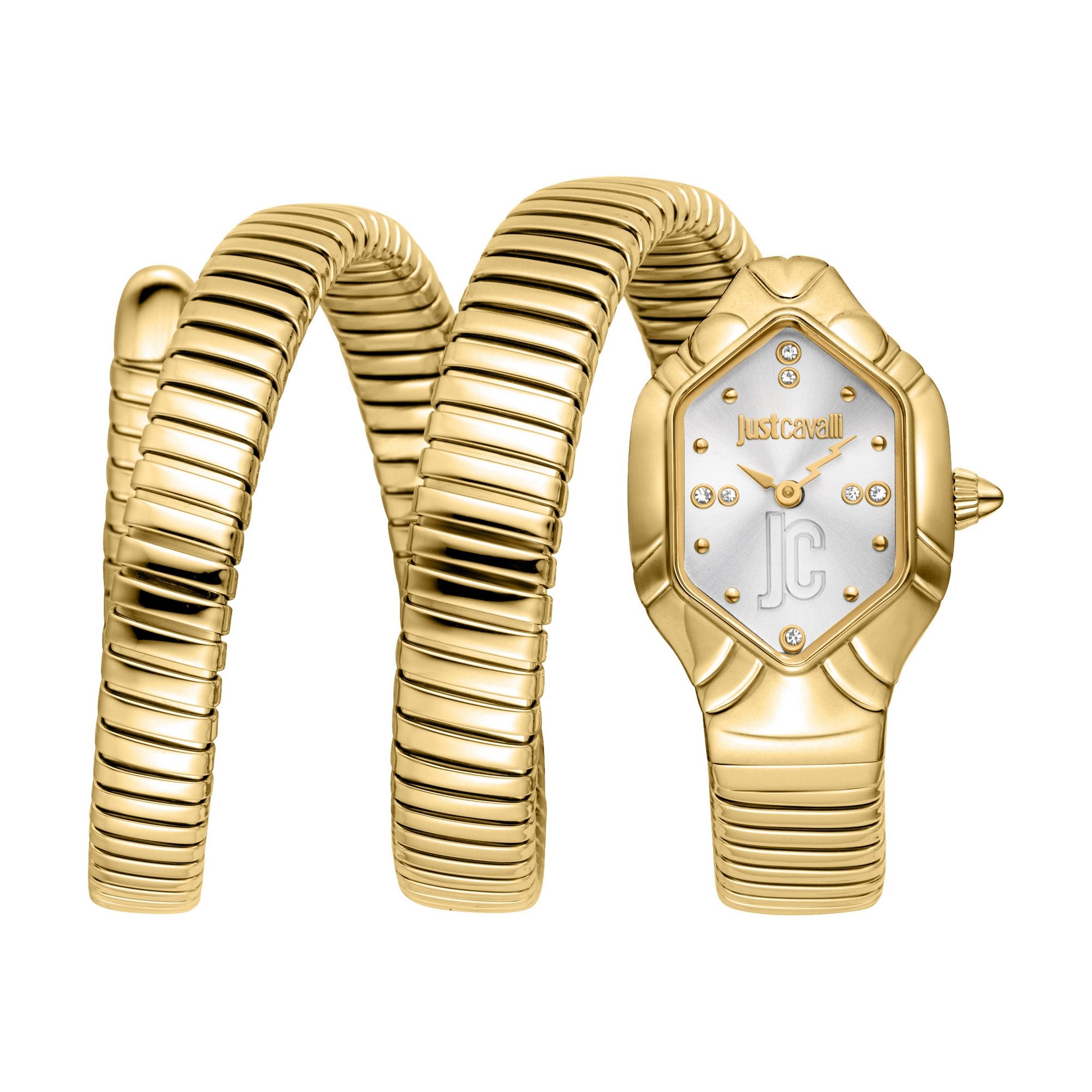 Just Cavalli Time Quarzuhr Signature Snake JC1L429M0025, Armbanduhr, Edelstahlarmband, analog, Kristallsteine