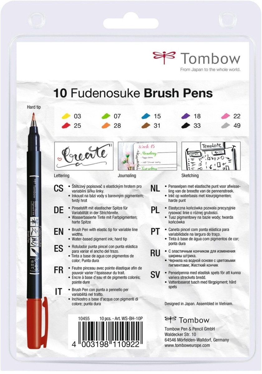 Filzstift Fasermaler Brush Pen Fudenosuke weiche flexible Pinselspitze VE=10 Fa.