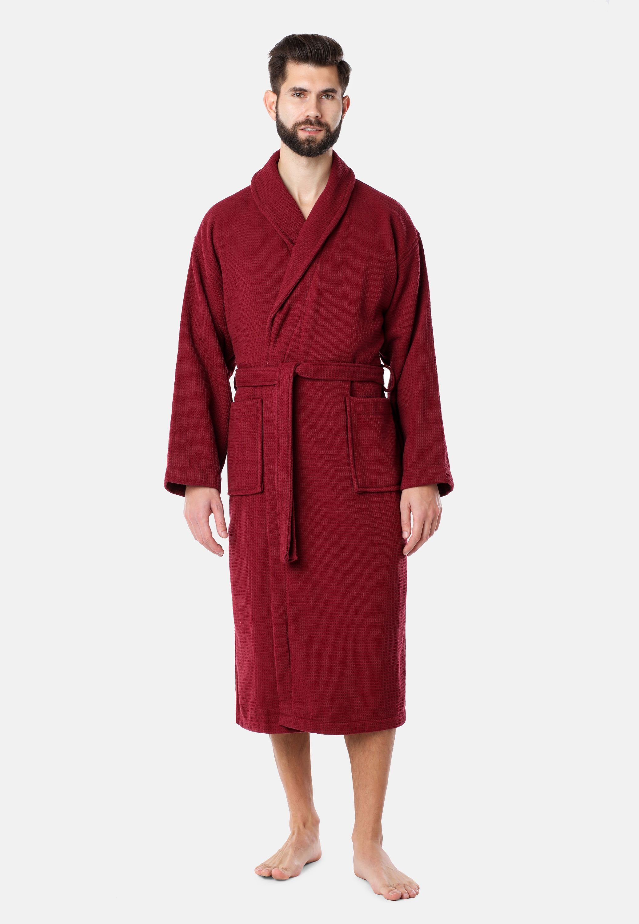 Ladeheid Bademantel Herren Bademantel - Waffelpiqué Frottee - 100% Baumwolle LA40-226, Langform, Baumwolle
