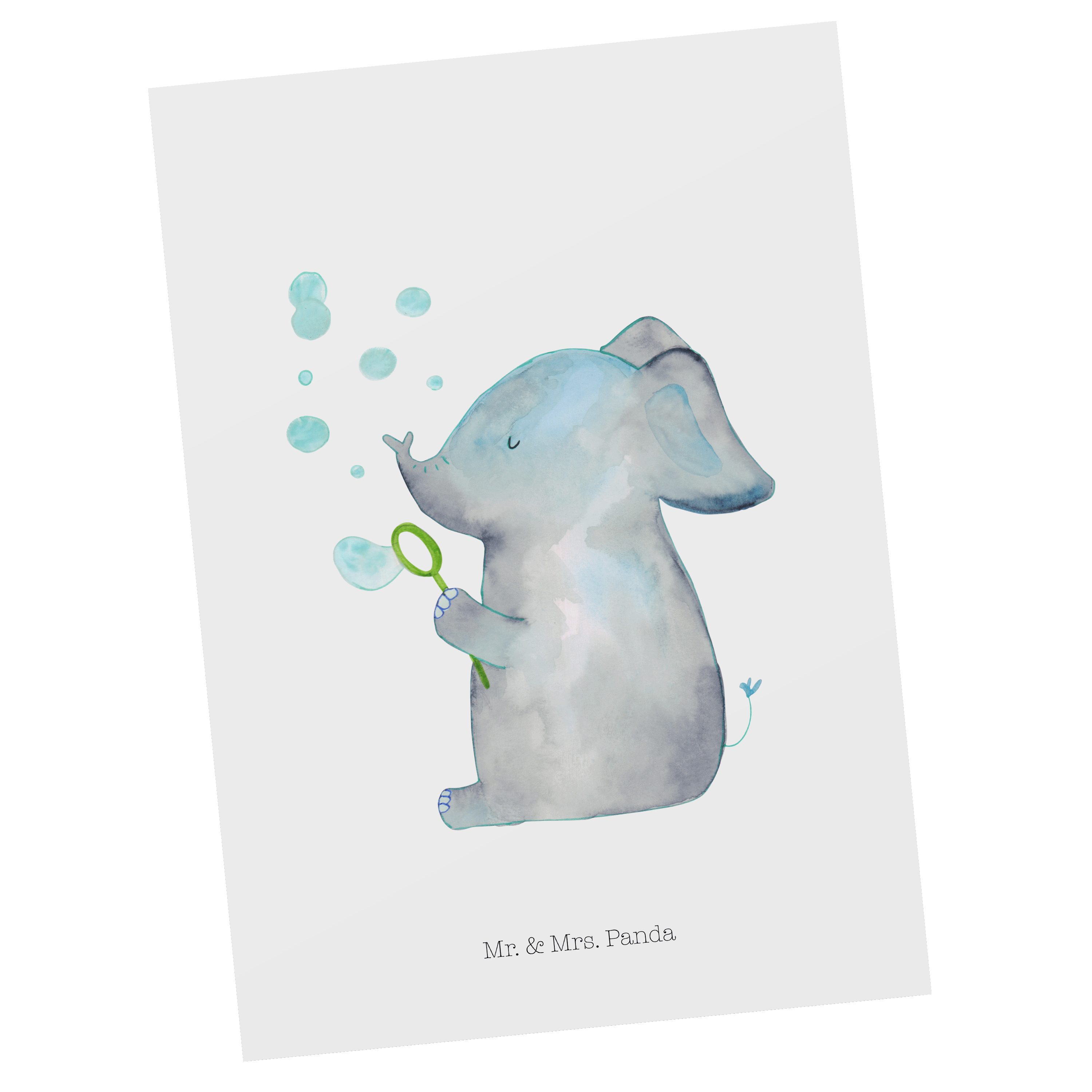 Dankeskarte - Mr. Seifenblasen Panda Weiß Elefant Mrs. & Postkarte Geschenk, Einladungskarte, -