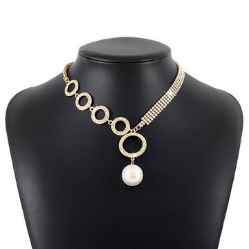 Fivejoy Kette mit Anhänger Kette mit Anhänger Strass-Halskette Geometrisch Schleifenförmige Linie, Halskette mit Perlen