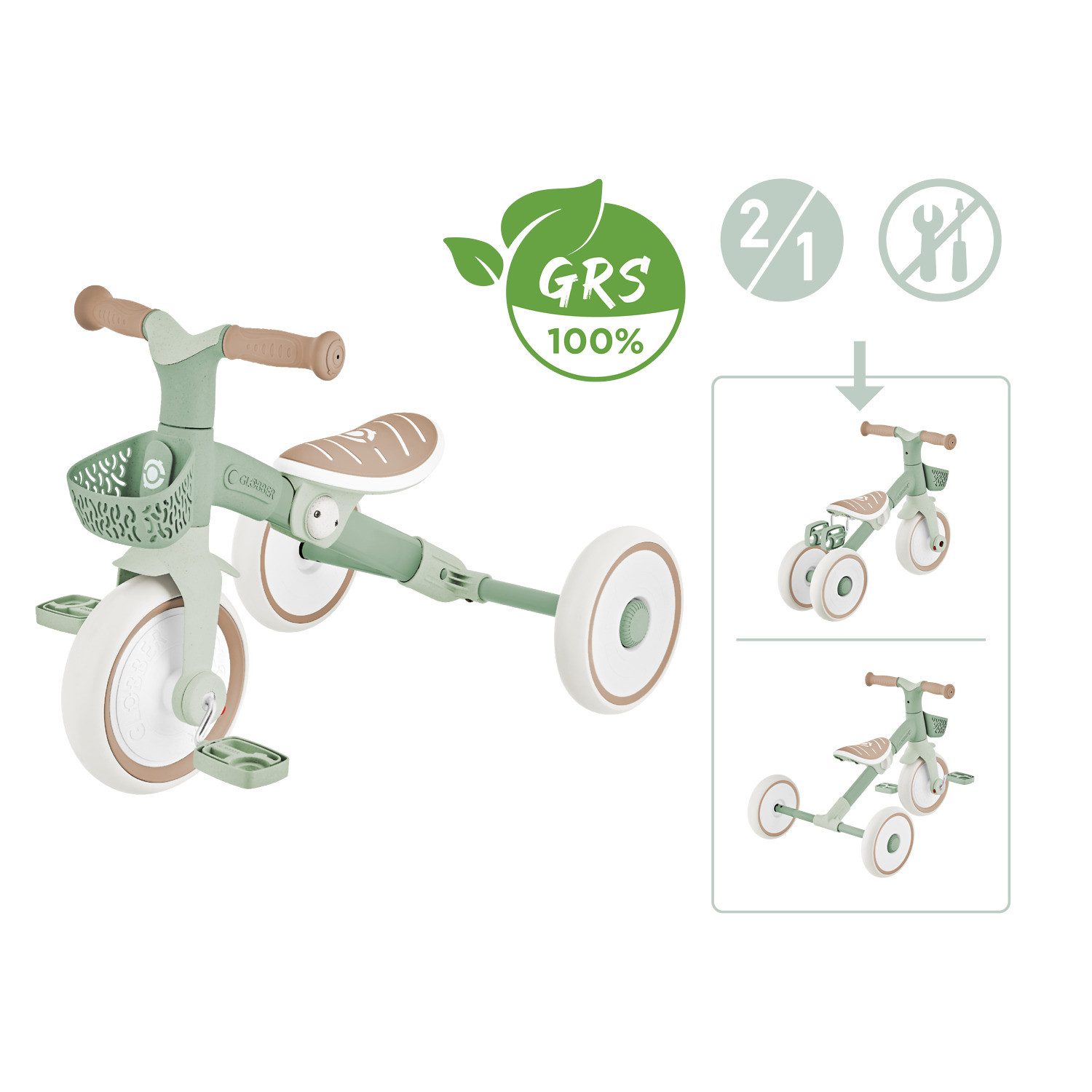 Globber Laufrad, Kinder- Laufrad LEARNING BIKE 3-in-1