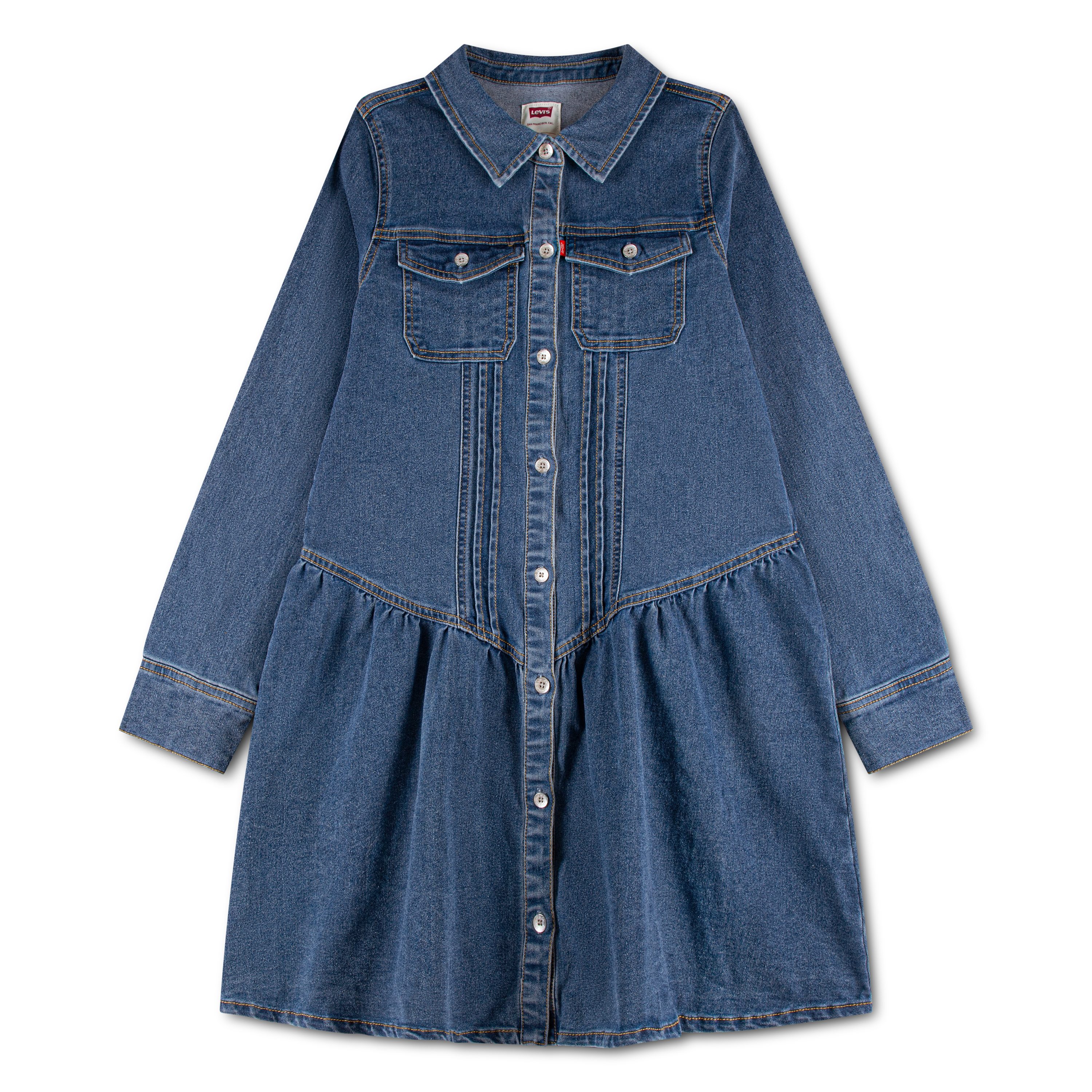 Levi's® Kids Jeanskleid LVG LONG SLEEVE DROP WAIST DRE Durchgehender Knopfverschluss