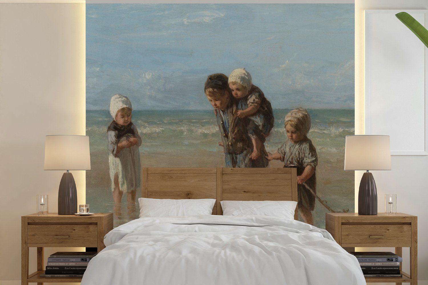 MuchoWow Fototapete Kinder des Meeres - Gemälde von Jozef Israëls, Matt, bedruckt, (4 St), Vliestapete für Wohnzimmer Schlafzimmer Küche, Fototapete