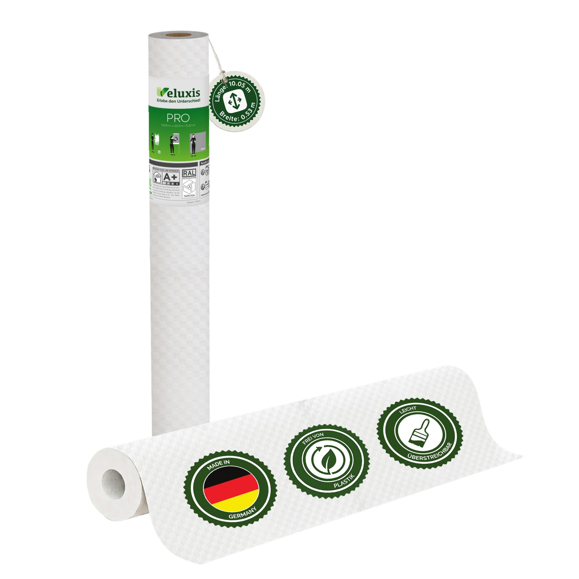 Veluxis Malervlies PRO Vliestapete, Top Preis-Leistungs-Verhältnis, rissüberbrückend, Made in Germany