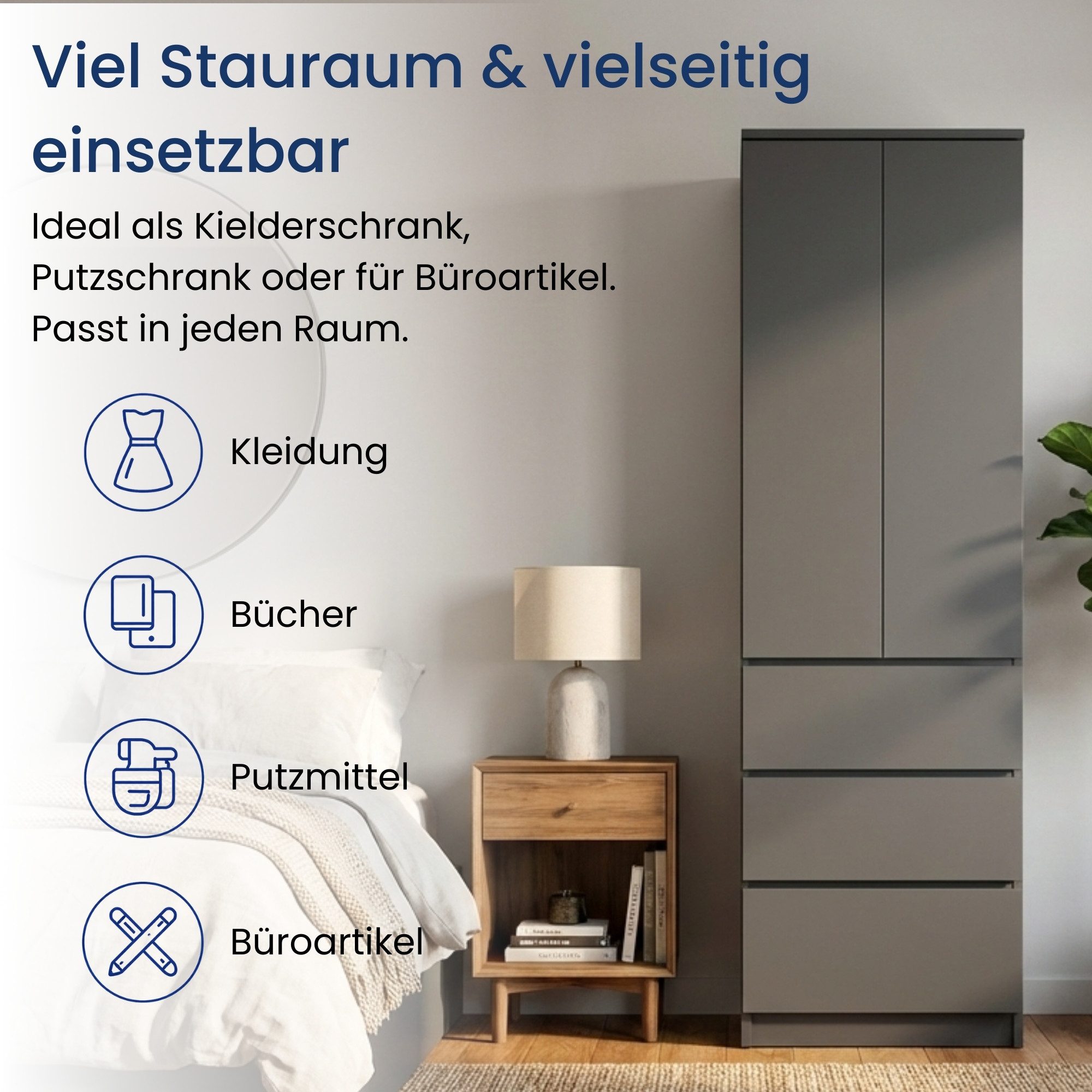 Home Collective Kleiderschrank Garderobenschrank Mehrzweckschrank Schrank platzsparend & vielseitig (50x40x180,5 cm (BxTxH), ideal für Schlafzimmer Flur & Arbei – Bild 3 von 5