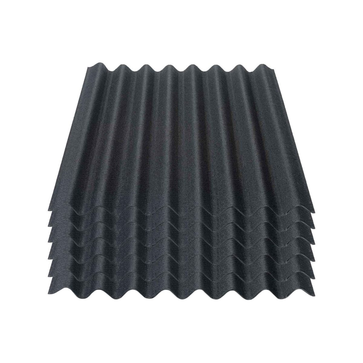 Onduline Dachpappe 6er Pack Dachplatte Easyline® Wellplatte Gartenhaus, Farbe: schwarz, wellig, 4.56 m² pro Paket, (6-St), Größe: 1000 x 760 x 2,6 mm, Profil: 95/38