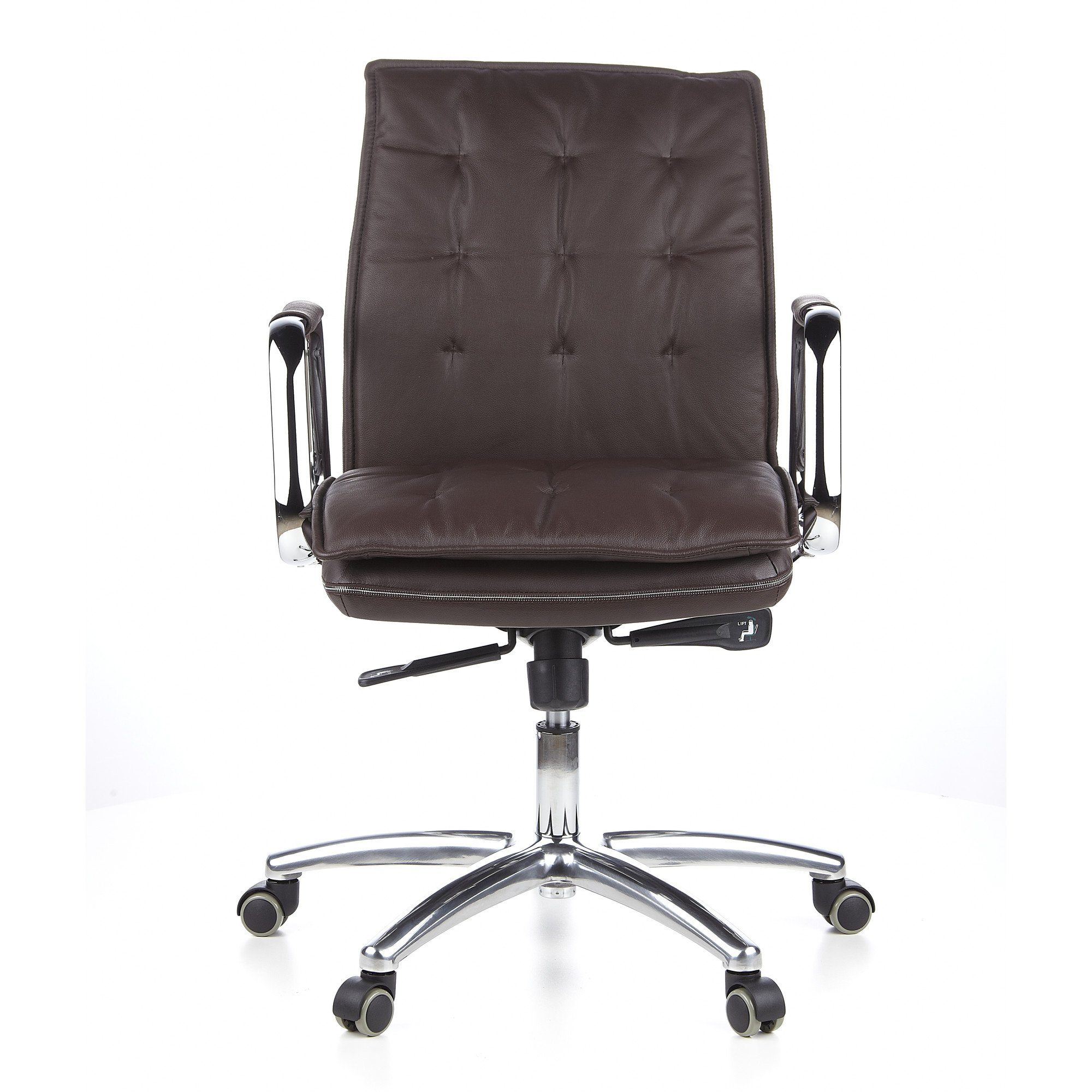 hjh OFFICE Chefsessel Profi Chefsessel VILLA 10 Leder mit Armlehnen, Drehstuhl Bürostuhl ergonomisch