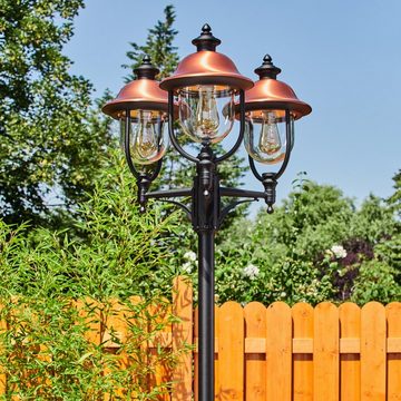 hofstein Pollerleuchte »Casalaccio« Außenlampe, Metall/Kunststoff, Schwarz/Kupferfarben/Klar, ohne Leuchtmittel, LandhGartenlampe 230cm, Wegeleuchte für Garten/Terrasse/Hof, E27, IP44