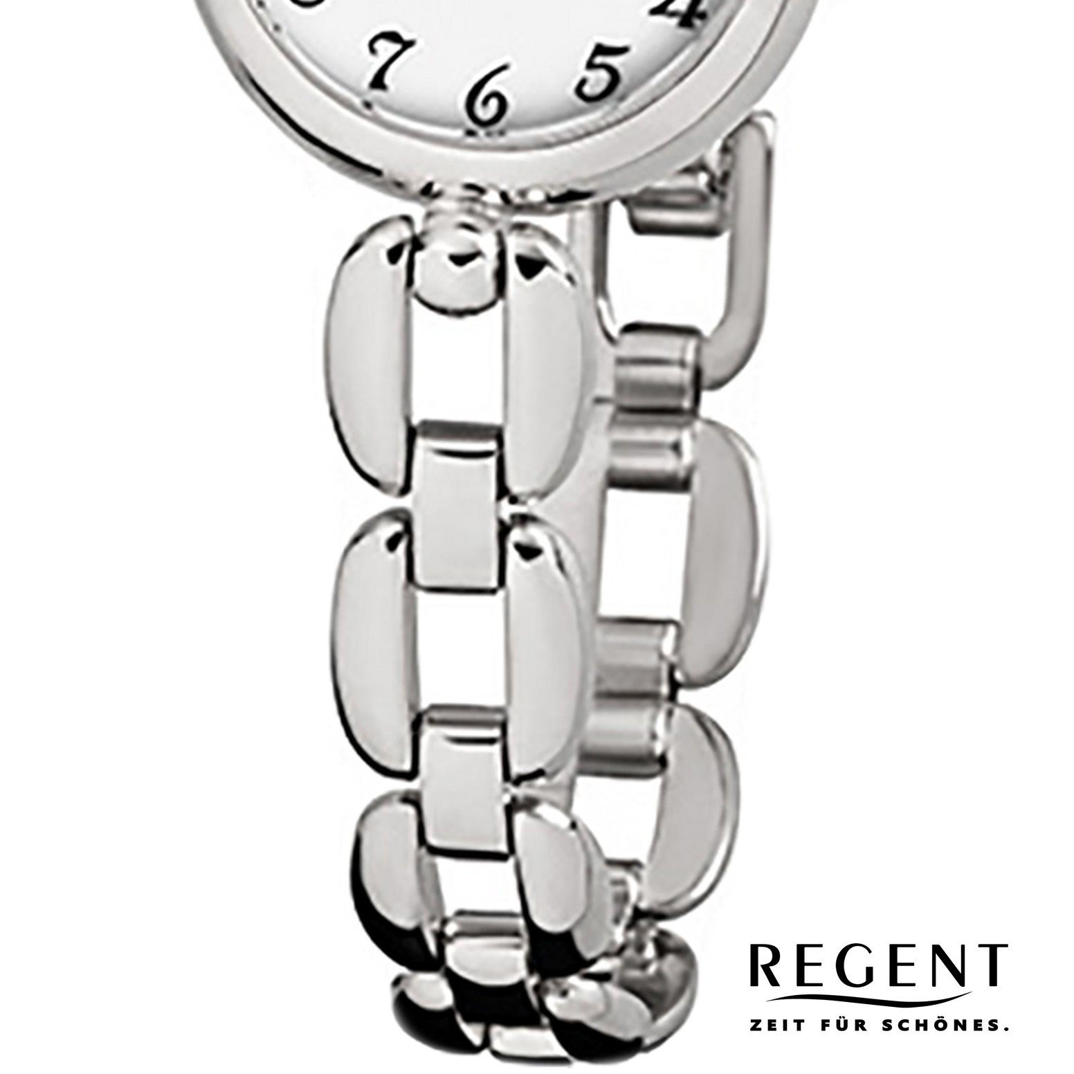 Damen-Armbanduhr (ca. Quarzuhr Edelstahlarmband silber Regent klein Analog Damen Armbanduhr rund, F-802, 20mm), Regent