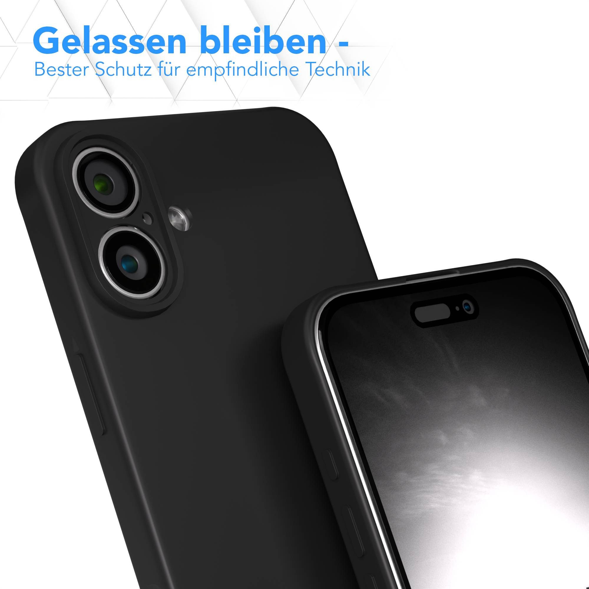 EAZY CASE Handyhülle für Apple iPhone 16 Plus Hülle Silikon 6,7 Zoll, Silikon Schutzhülle mit Kameraschutz kratzfest Back Cover Etui Schwarz – Bild 4 von 5