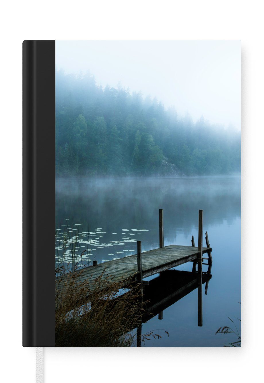 MuchoWow Notizbuch Natur - See - Wald - Nebel, Journal, Merkzettel, Tagebuch, Notizheft, A5, 98 Seiten, Haushaltsbuch