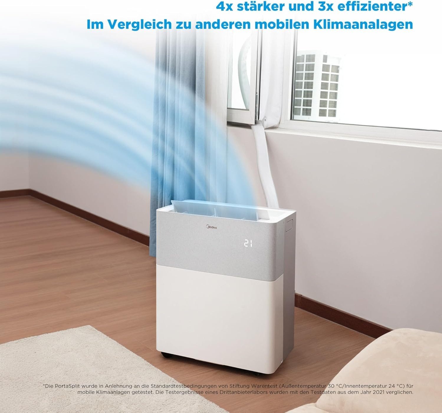 Midea Luftkühler Midea PortaSplit Mobiles Split-Klimagerät 12.000 BTU Kühlen & Heizen, Fernbedienung, Kühlen und Heizen