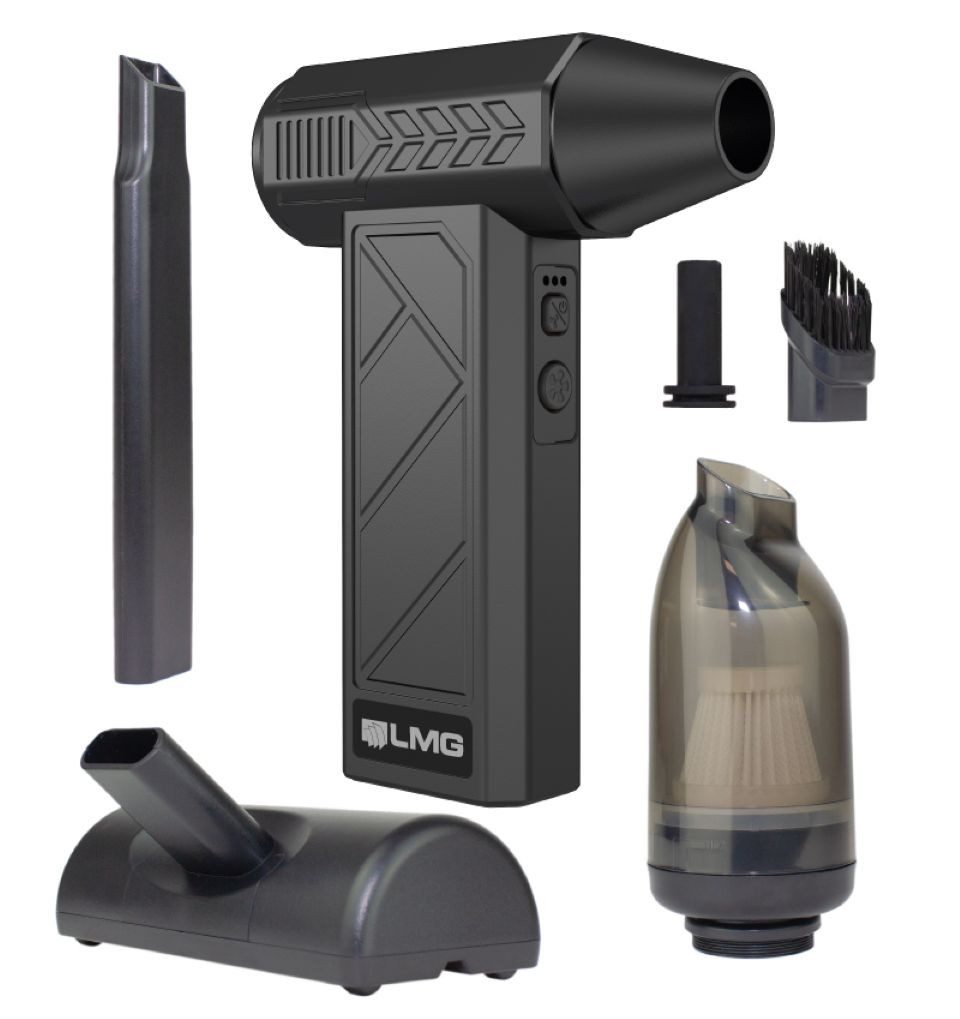 LMG Germany Akku-Handstaubsauger 2-in-1 Akku-Handstaubsauger & Gebläse, 5000 mAh, 60 Min., 140 W, beutellos, 2-in-1 Sauger & Gebläse, leicht, USB-C, beutellos, 3 Stufen